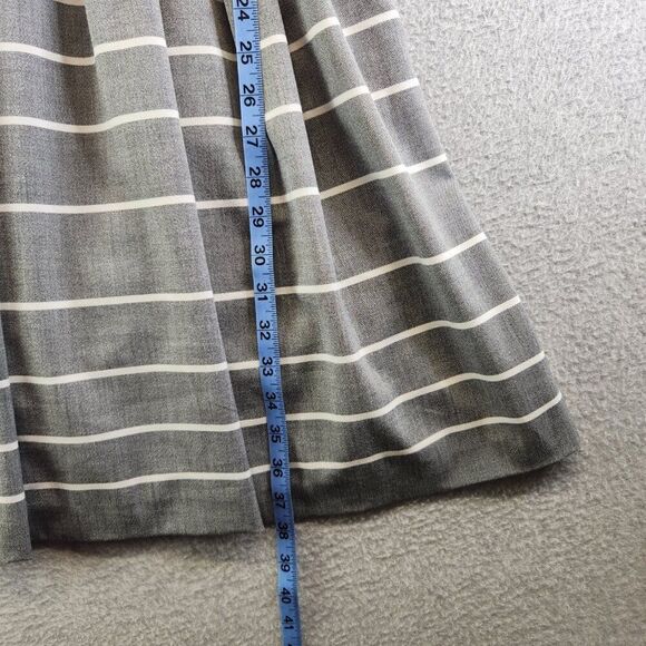 Calvin Klein Dress Womens 12 Gray Striped Career Belted Lined Knee Length Pleats - Picture 12 of 14